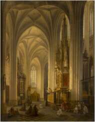 DEUTSCH/NIEDERLÄNDISCHER MEISTER Tätig Mitte 19. Jahrhundert Innenansicht einer Kathedrale während der Messe