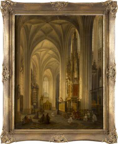 DEUTSCH/NIEDERLÄNDISCHER MEISTER Tätig Mitte 19. Jahrhundert Innenansicht einer Kathedrale während der Messe - Foto 2