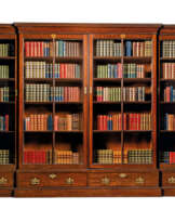 A GEORGE II MAHOGANY BREAKFRONT LIBRARY BOOKCASE
