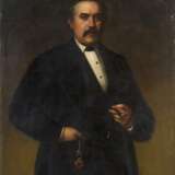J. VAN LIL Tätig um 1870 Gemäldepaar: Halbporträt eines Herren mit Schnauzbart (1), Halbporträt einer Dame mit Fächer (2) - photo 2