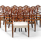 Gillows. A SET OF TEN GEORGE III MAHOGANY, BOXWOOD AND MARQUETRY ARMC... - photo 1