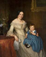 DEUTSCHER PORTRÄTMALER Tätig 1. Hälfte 19. Jahrhundert (wohl Berlin) Biedermeier Familienporträt: Mutter mit Kind