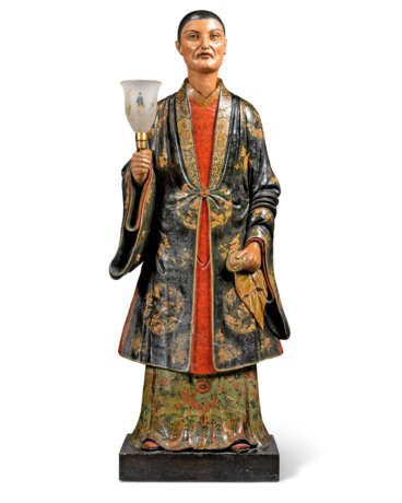 A REGENCY POLYCHROME-PAINTED PLASTER NODDING CHINESE FIGURE ... - Foto 1