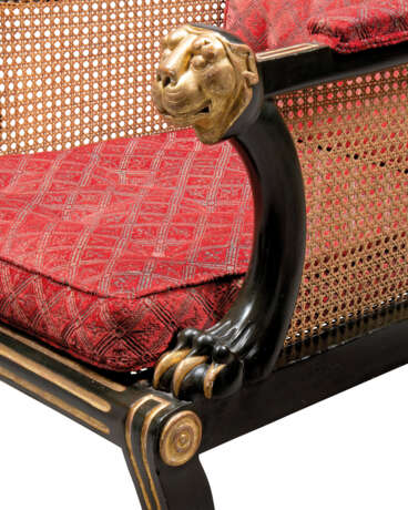 A PAIR OF REGENCY REVIVAL PARCEL-GILT AND 'BRONZED' CANED LI... - photo 3