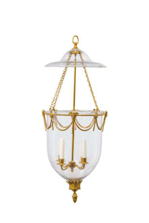 A GEORGE III-STYLE GILT-BRASS AND GLASS HANGING-LIGHT - photo 1