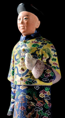A CHINESE EXPORT PAINTED CLAY NODDING-HEAD FIGURE OF A COURT... - фото 3