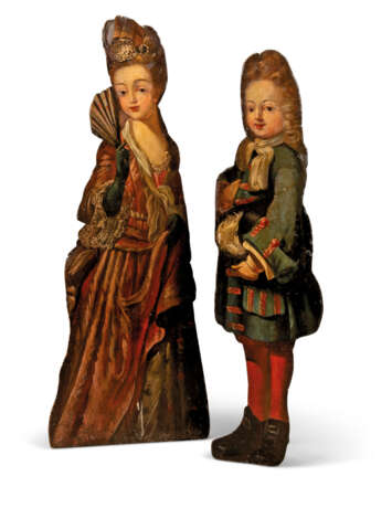 TWO GEORGE I POLYCHROME-PAINTED DUMMY BOARDS - фото 1