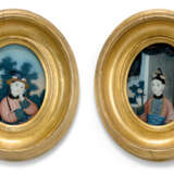 A PAIR OF CHINESE EXPORT OVAL REVERSE-GLASS PAINTINGS - photo 1