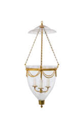 A GEORGE III-STYLE GILT-BRASS AND GLASS HANGING-LIGHT