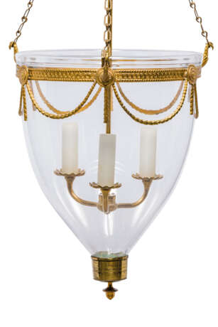 A GEORGE III-STYLE GILT-BRASS AND GLASS HANGING-LIGHT - Foto 3