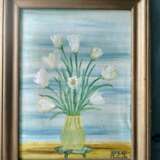 Peinture à l'huile «Tulipes de fleurs dans un vase. Fleurs.», Toile sur le sous-châssis, Pinceau, Nature morte, Ukraine, 2020 - photo 1