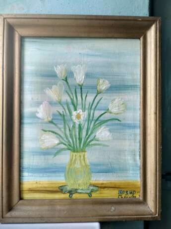 Peinture à l'huile «Tulipes de fleurs dans un vase. Fleurs.», Toile sur le sous-châssis, Pinceau, Nature morte, Ukraine, 2020 - photo 1