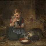 MINNA HEEREN 1823 Hamburg - 1898 Ebenda Mädchen mit Katzen - Foto 1