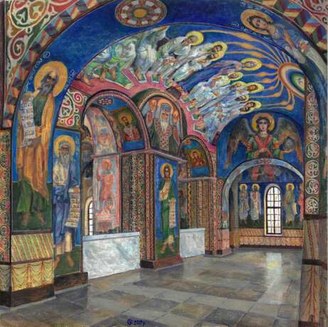 Gemälde „Der zentrale Teil des Chores der St. Cyril Church, Kiew“, Leinwand, Acrylfarbe, Realismus, Historisches, 2017 - Foto 1
