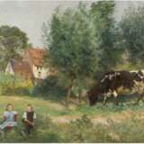 HEINRICH WETTIG 1875 Bremen - nach 1938 / tätig in Düsseldorf 'Abendsonne' (Landschaft mit Kuh) - фото 1