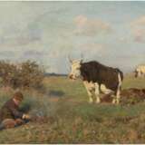 MARIA THERESIA VON HABSBURG-LOTHRINGEN 1855 Heubach - 1944 Wien Junger Kuhhirt auf der Weide mit seiner Herde 5 - фото 1