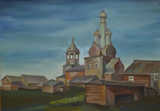 Русский север Cardboard Tempera Realism Landscape painting 1998 - photo 1