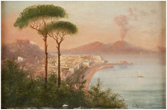OSWALD ACHENBACH (KOPIE NACH) 1827 Düsseldorf - 1905 ebenda Blick auf den Vesuv am Golf von Neapel - фото 1