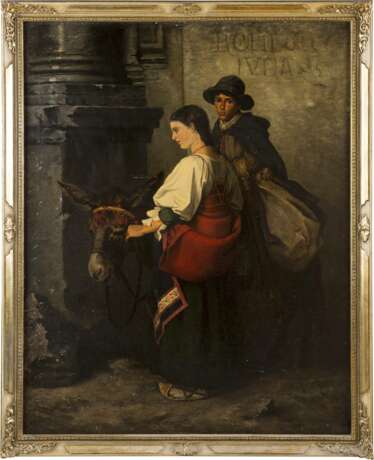 ITALIENISCHER GENREMALER Tätig 2. Hälfte 19. Jahrhundert Zwei arme Reisende mit Maultier - photo 2