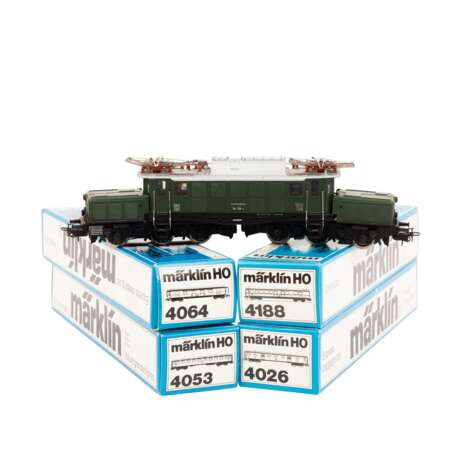 MÄRKLIN Konvolut E-Lok "Deutsches Krokodil" mit 4 Personenwagen, Spur H0, - photo 1