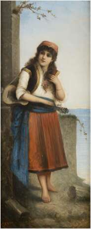 J. KATZNER Tätig um 1900  Gemäldepaar: Italienischer Geiger (1) und Gitarrenspielerin (2) - фото 3