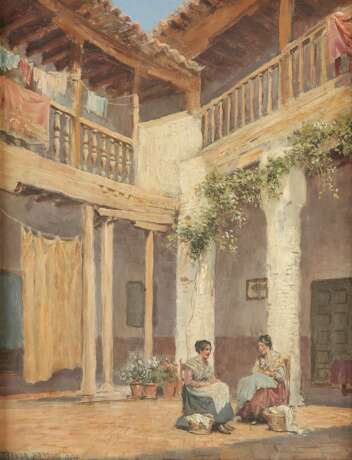 ARTHUR TREVOR HADDON 1864 - 1941 Zwei Spanierinnen bei der Wäsche im sonnigen Innenhof - фото 1