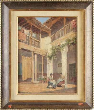 ARTHUR TREVOR HADDON 1864 - 1941  Zwei Spanierinnen bei der Wäsche im sonnigen Innenhof - Foto 2