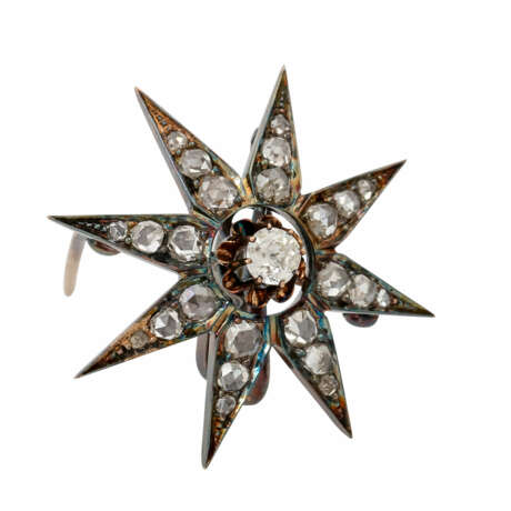 Anhänger/Brosche "Stern" mit 25 Antwerpener Diamantrosen, - photo 2