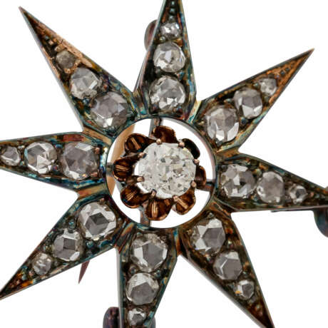 Anhänger/Brosche "Stern" mit 25 Antwerpener Diamantrosen, - фото 4
