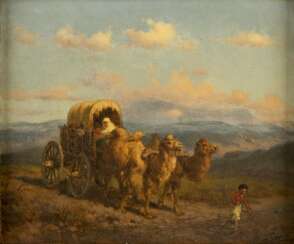 ORIENTALIST Tätig 2. Hälfte 19. Jahrhundert Zwei Kamele ziehen einen Karren