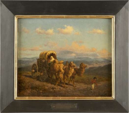 ORIENTALIST Tätig 2. Hälfte 19. Jahrhundert Zwei Kamele ziehen einen Karren - Foto 2