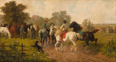 UNGARISCHER MEISTER Tätig 2. Hälfte 19. Jahrhundert Pferdemarkt auf dem ungarischen Land