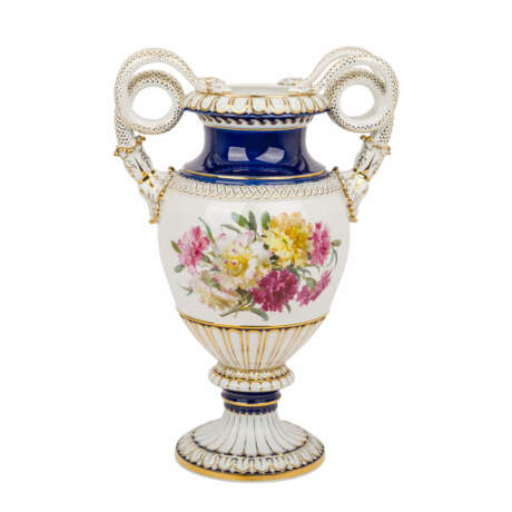 MEISSEN prunkvolle Schlangenhenkelvase, 1860-1924, 1. Wahl, - Foto 1