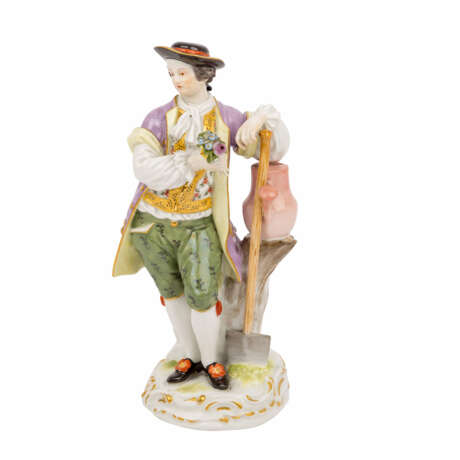 MEISSEN Gärtnerfigur "Gärtner mit Kanne und Spaten", 1860-1924, 1. Wahl. - фото 1