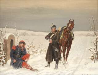 CHRISTIAN SELL 1854 Düsseldorf - 1925 Gotha Szene aus dem Deutsch-Französischen Krieg: Der barmherzige Soldat