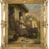 DEUTSCHER GENREMALER Tätig Mitte 19. Jahrhundert Familie beim Flachsspinnen - фото 2