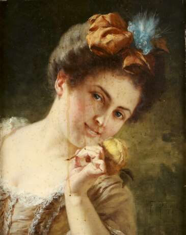 FEDOR POPPE 1850 Neisse - wohl 1914 (tätig in Berlin) Porträt einer jungen Dame - photo 1