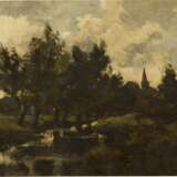 DÜSSELDORFER SCHULE um 1900 Rheinische Landschaft mit Bachlauf - Foto 1