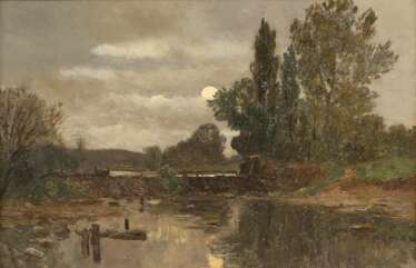 GILBERT VON CANAL 1849 - 1927 Mond über Flusslandschaft