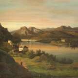 M. REINERTZ Tätig 2. Hälfte 19. Jahrhundert Rheinlandschaft bei Sonnenuntergang - Foto 1