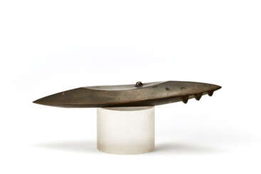 L'Umana Pietra | Bronze sculpture on a cylindrical plexiglass base