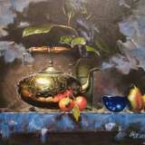 Painting “Still life with a teapot”, Canvas on the subframe, Oil paint, Realist, Still life, Russia, 2020 - photo 1