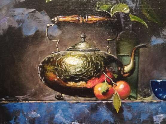 Painting “Still life with a teapot”, Canvas on the subframe, Oil paint, Realist, Still life, Russia, 2020 - photo 2