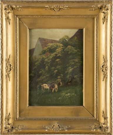 DEUTSCHER LANDSCHAFTSMALER Tätig um 1900 Hirte mit zwei Ziegen - photo 2