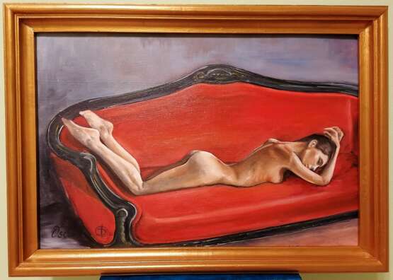 Design Painting “Oil painting Lying on the sofa”, Canvas, Oil paint, Realist, Genre Nude, Russia, 2020 - photo 1