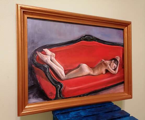 Design Painting “Oil painting Lying on the sofa”, Canvas, Oil paint, Realist, Genre Nude, Russia, 2020 - photo 3