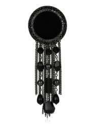 CHANEL BLACK FACETED BEAD BROOCH