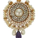 CHANEL FAUX PEARL, RHINESTONE AND GLASS PENDANT BROOCH - photo 1