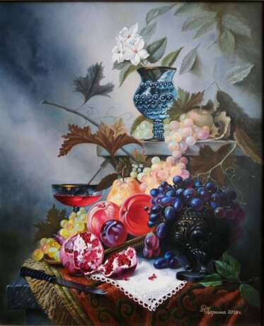 Картина «Натюрмор с фруктами », Льняная ткань, Масляные краски, Реализм, Натюрморт, 2018 г. - фото 1