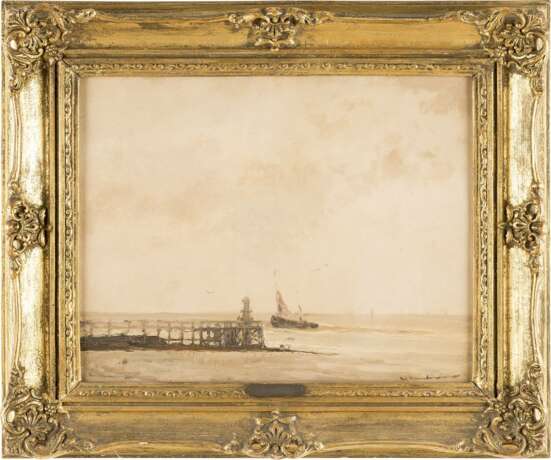 WILHELM HAMBÜCHEN (ATTR.) 1869 Düsseldorf - 1939 ebenda Blick auf das Meer mit kleinem Segelboot - Foto 2